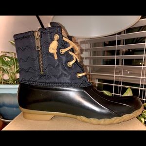 Sperry Duck Rain Boots (Saltwater Quilt Black)